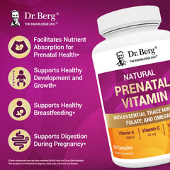Dr. Berg prenatal vitamins label emphasizing vitamins and minerals for daily health
