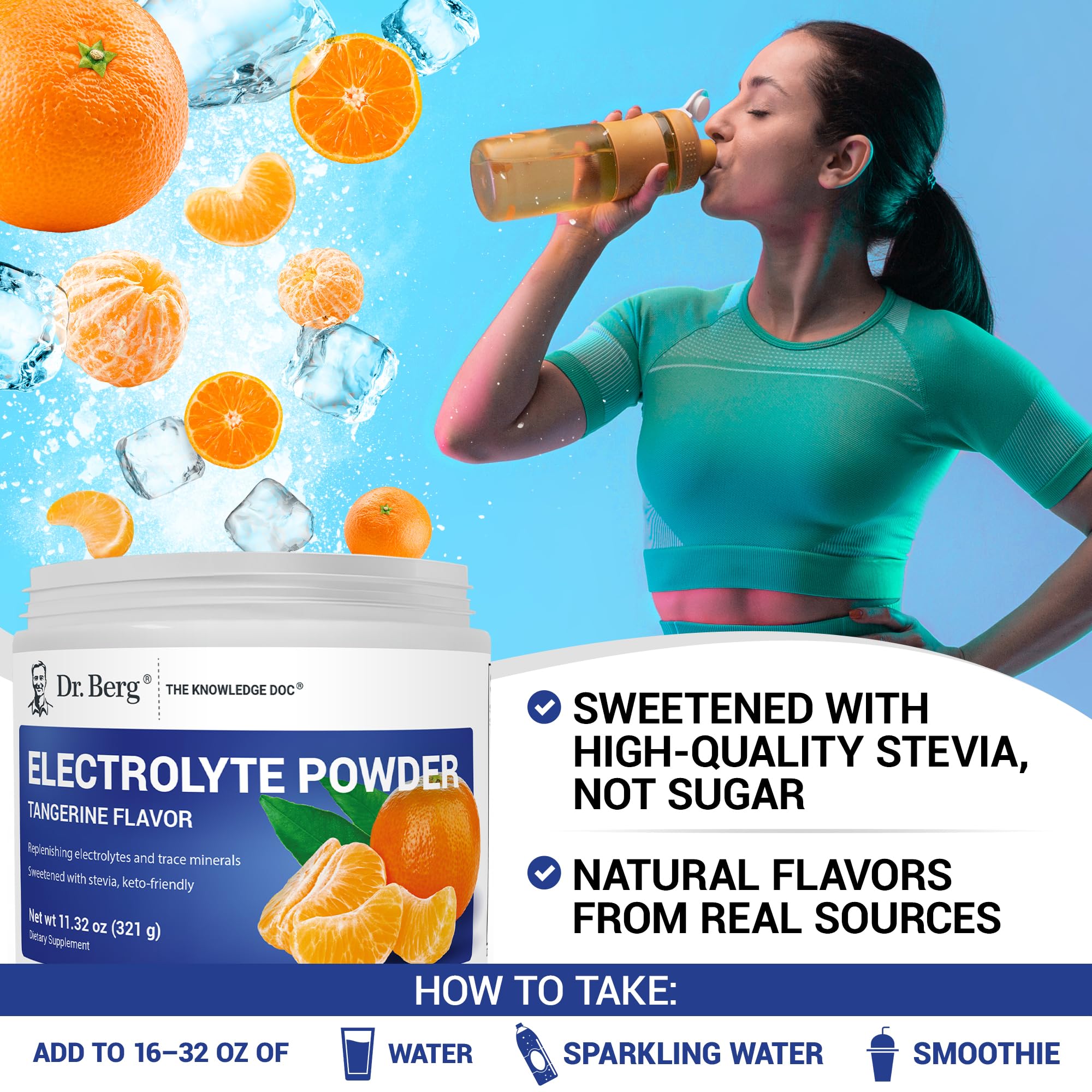 Dr. Berg Nutritionals bottle label close-up signaling keto-friendly, sugar-free formula