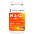 Dr. Berg Maximum Strength D3 K2 5000 IU – Naturally Derived, 4x Lab-Tested, High-Absorption 60 Capsules