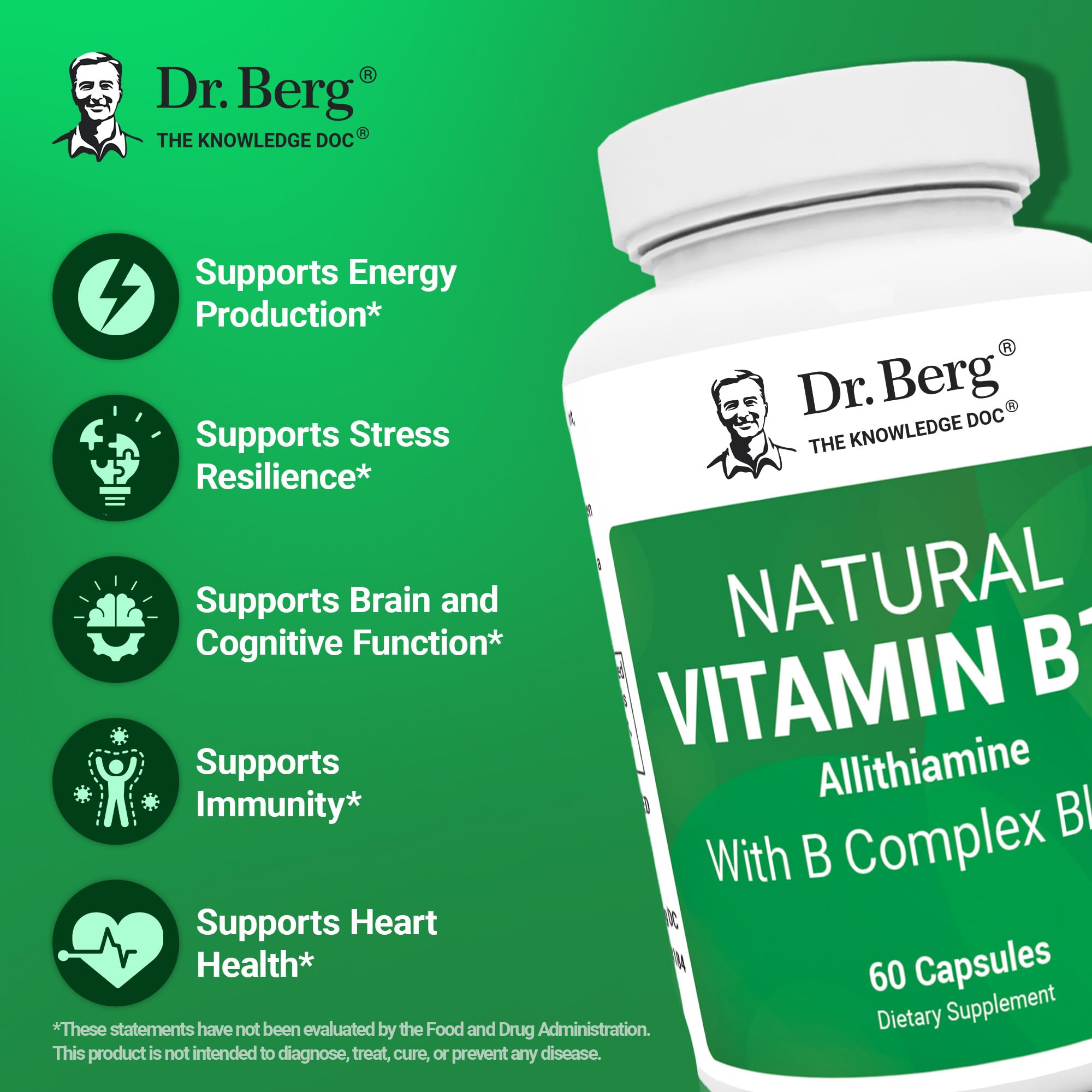 Dr. Berg Nutritionals label closeup detailing allithiamine and magnesium content.