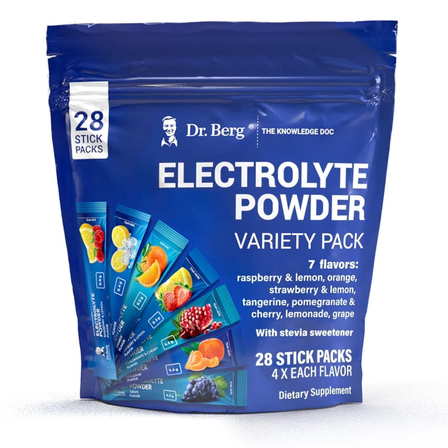 Dr. Berg pink Himalayan salt included for premium mineral-rich electrolyte blend.