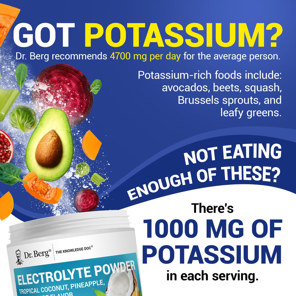 Dr. Berg electrolyte powder with 1000 mg potassium supports hydration