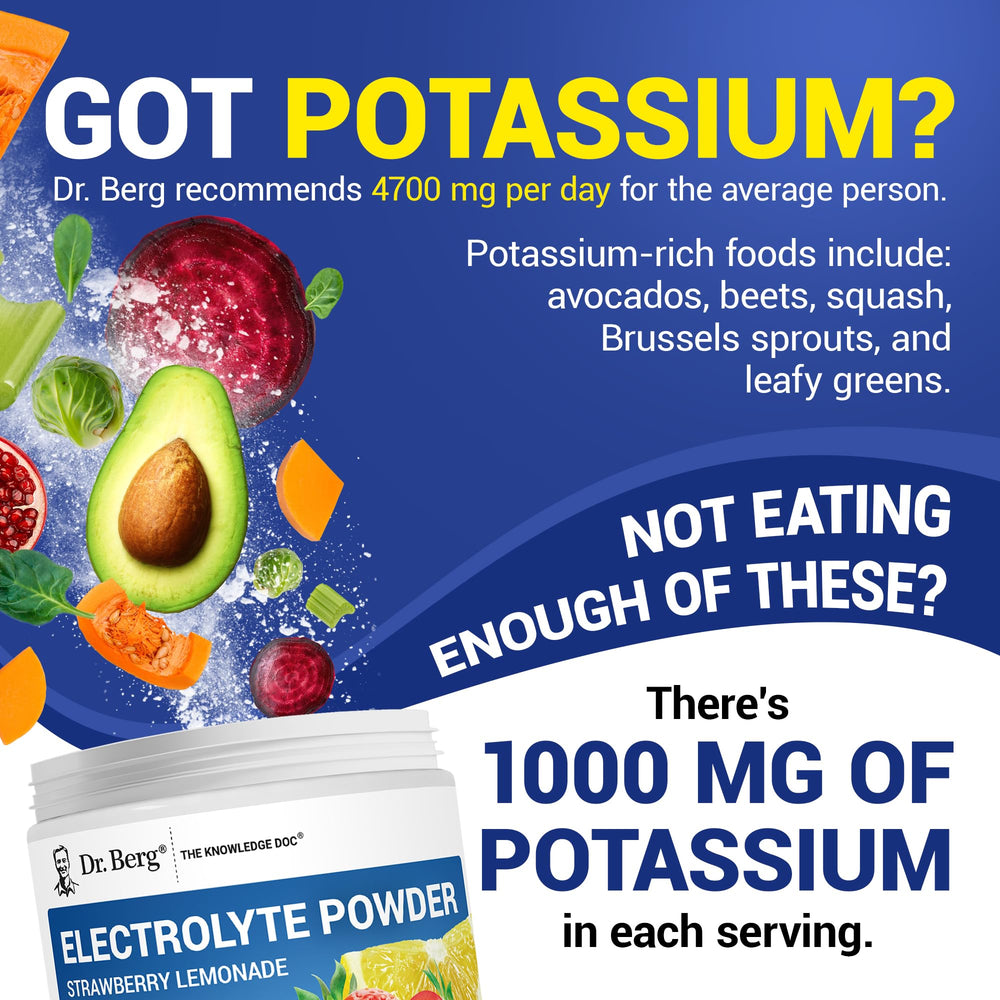 Dr Berg potassium 1000mg label emphasizes electrolyte support