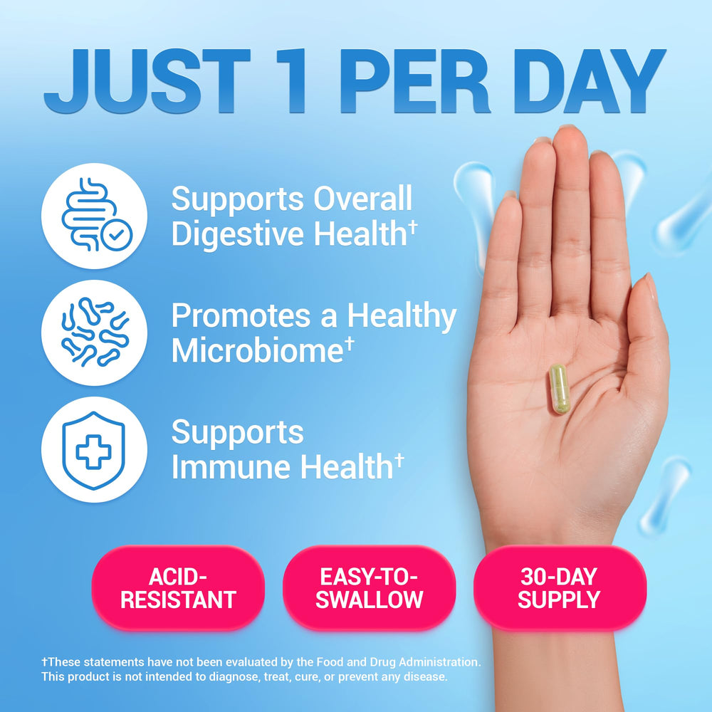 Dr. Berg Probiotic bottle back shows ingredients and usage guidance.