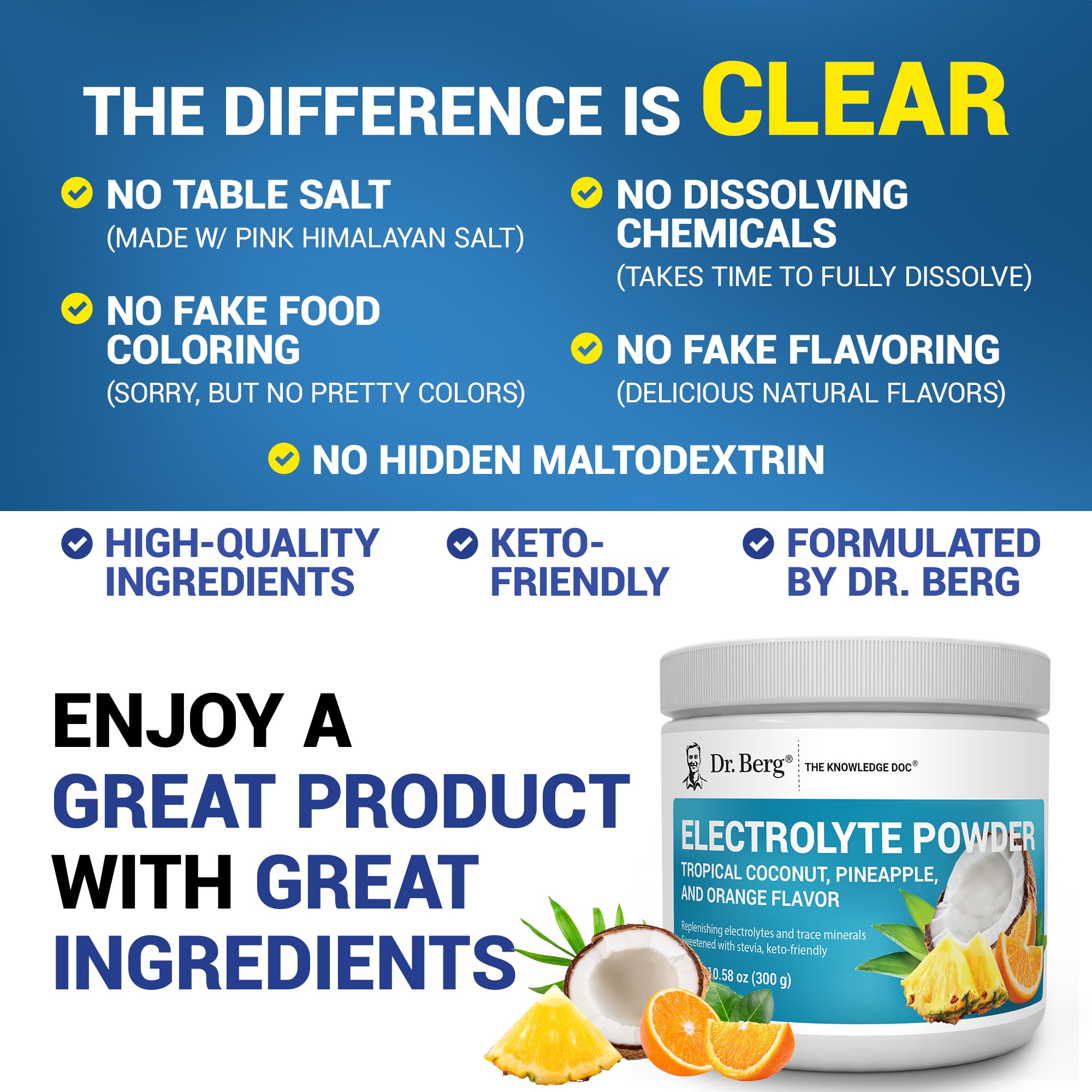 Dr. Berg sugar-free electrolyte mix dissolving in water
