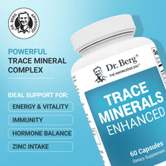 Dr. Berg Trace Minerals 70+ minerals blend close-up signals a complete mineral profile for daily wellness.