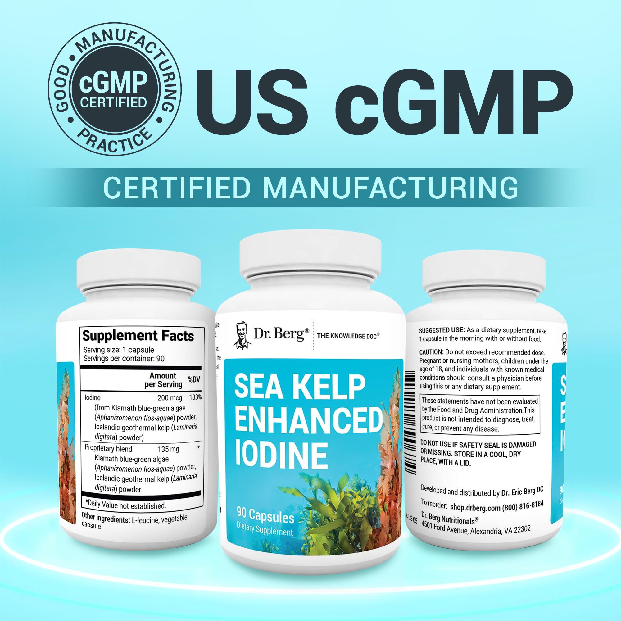US GMP-certified manufacturing facility producing Dr. Berg Sea Kelp Enhanced Iodine.