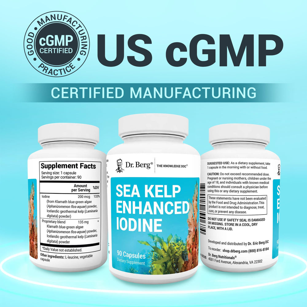 US GMP-certified manufacturing facility producing Dr. Berg Sea Kelp Enhanced Iodine.