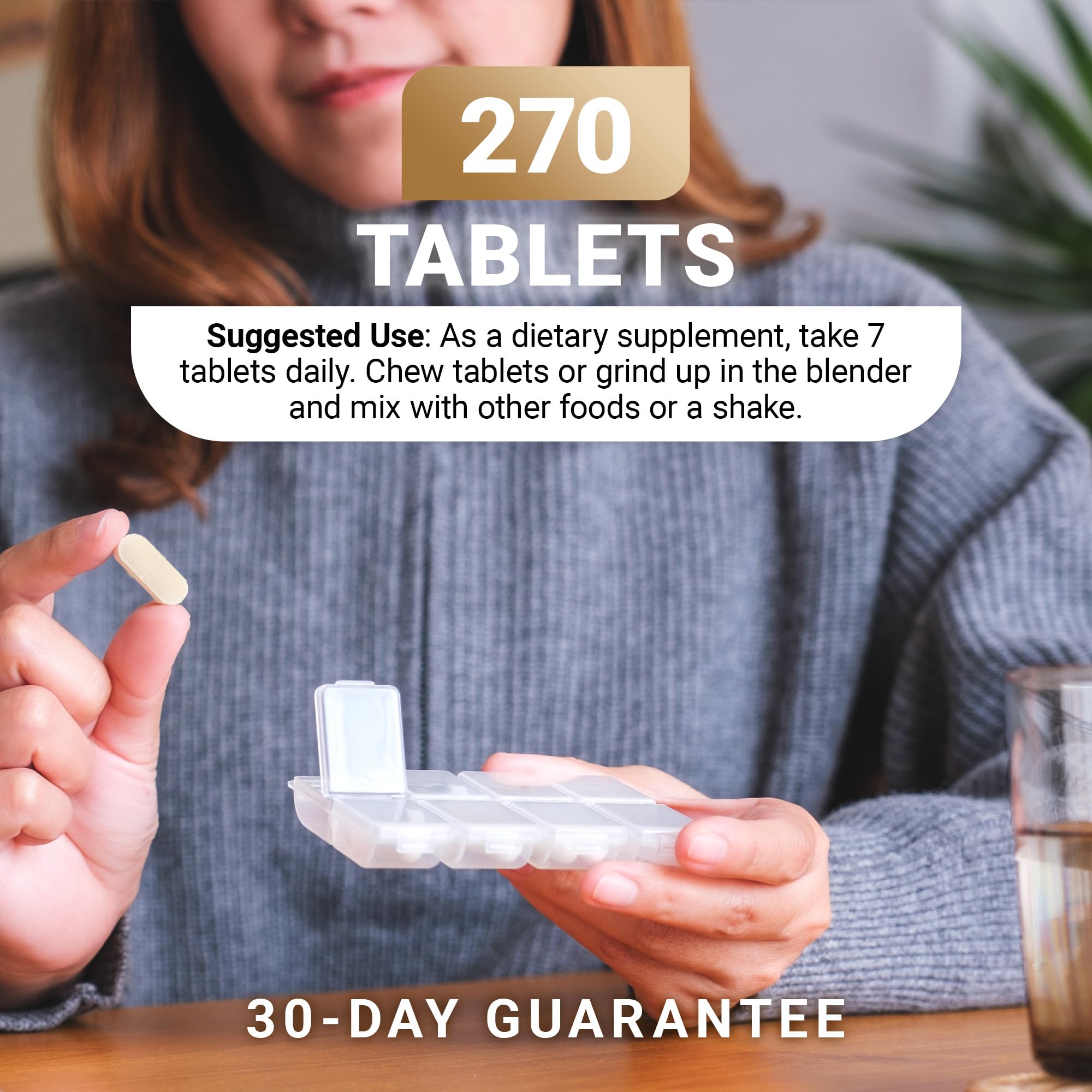 Dr. Berg Yeast Tablets daily use reminder scene for consistent supplementation.