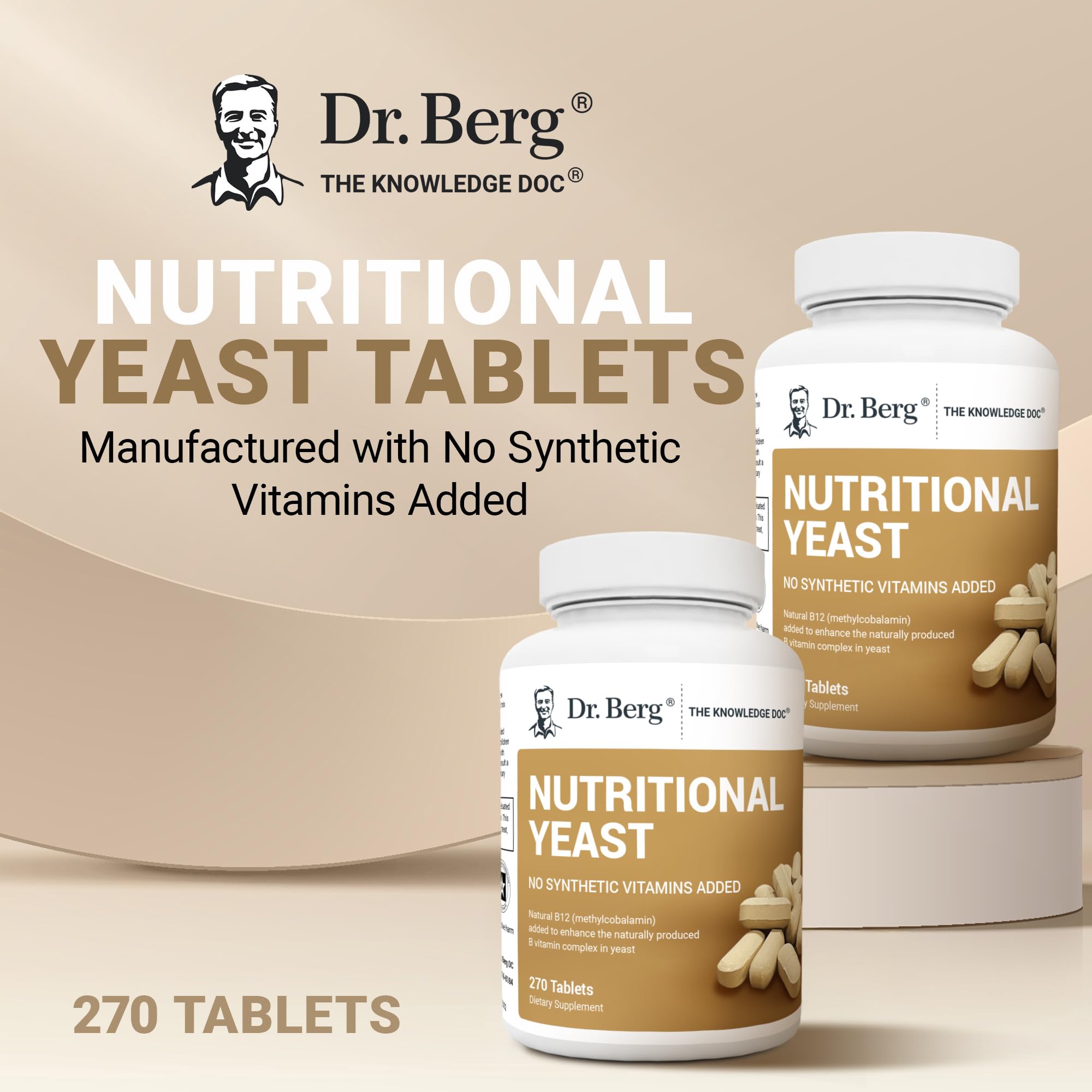 Dr. Berg Yeast Tablets mineral-rich bottle close-up for daily minerals.