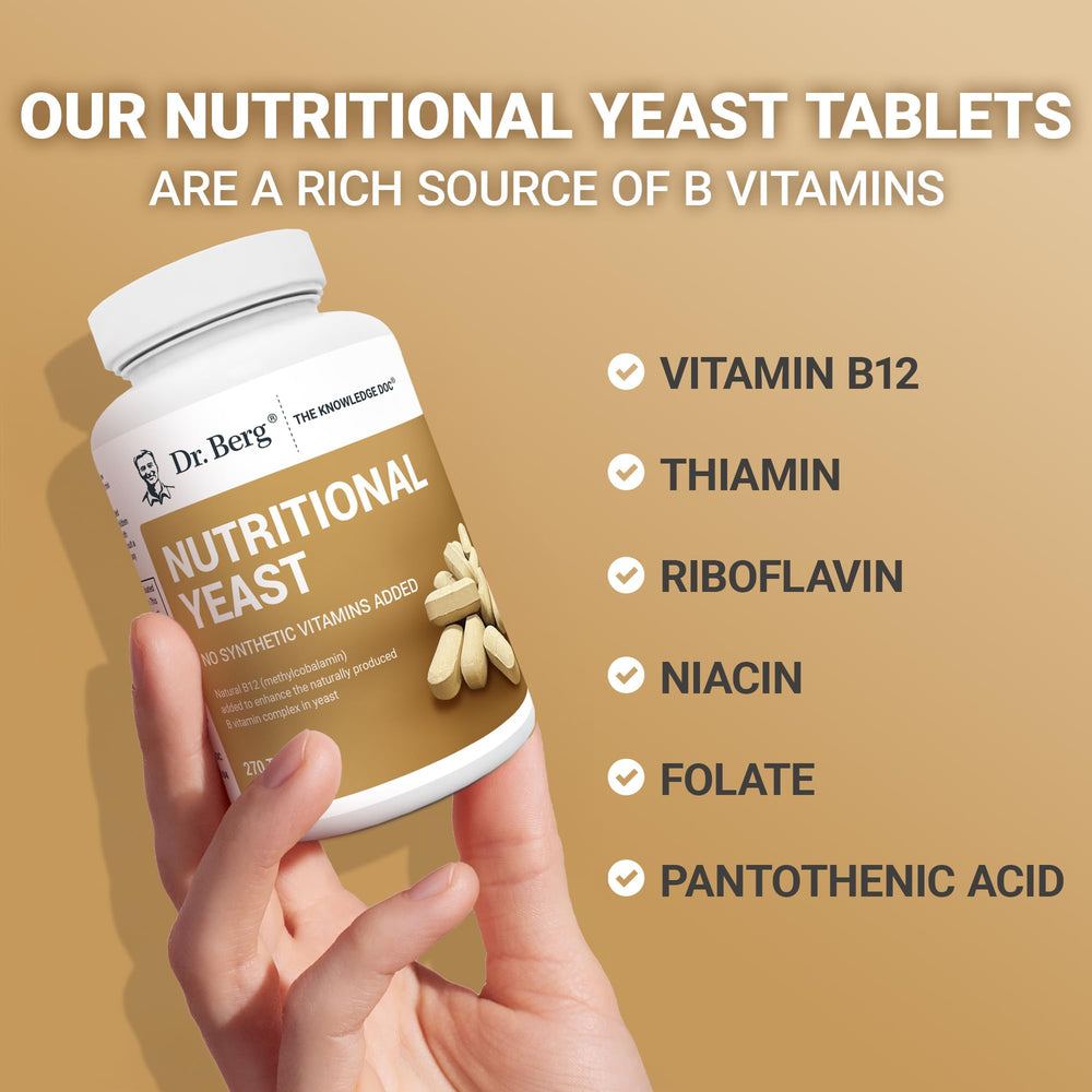 Dr. Berg Yeast Tablets tablet texture close-up indicating smooth, easy-to-swallow form.