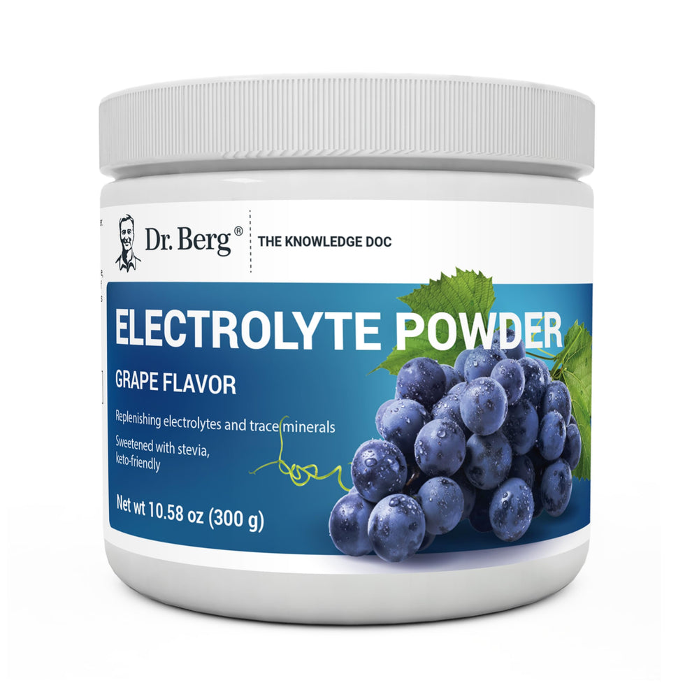 Dr. Berg Zero Sugar Hydration grape bottle pour for workout hydration.