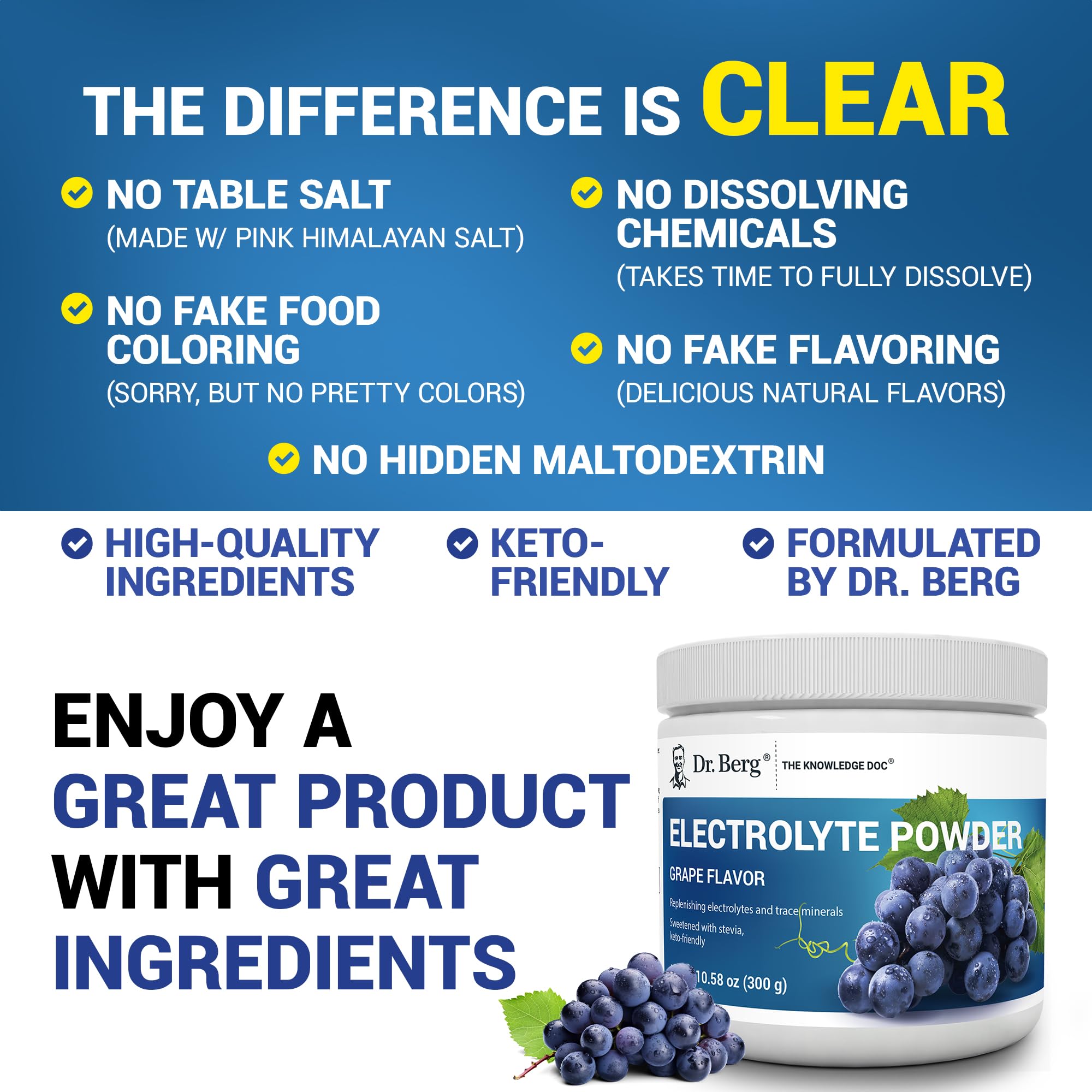 Ingredient panel showing potassium and pink Himalayan salt.