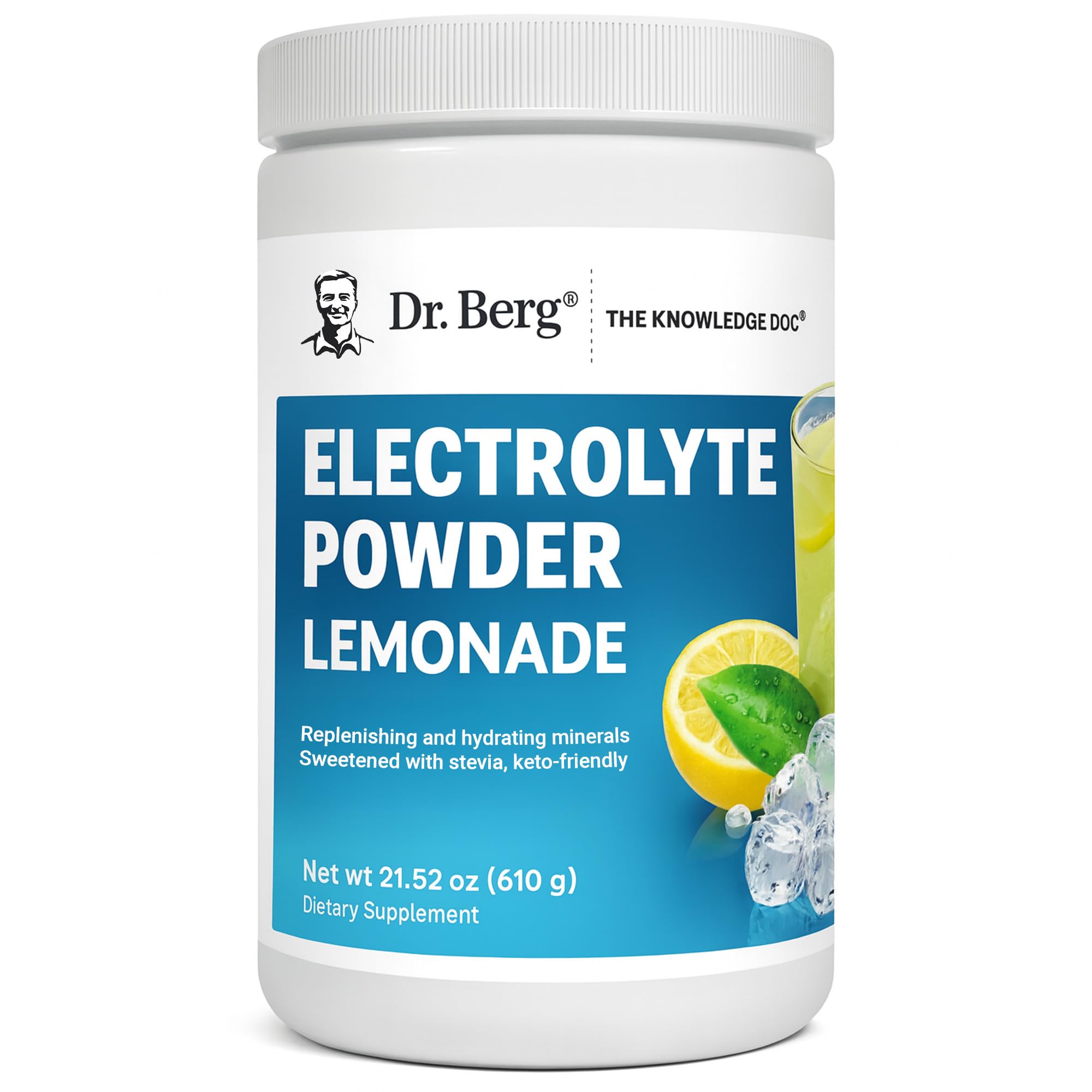 Dr. Berg Zero Sugar Hydration Lemonade bottle pour ready for workout hydration