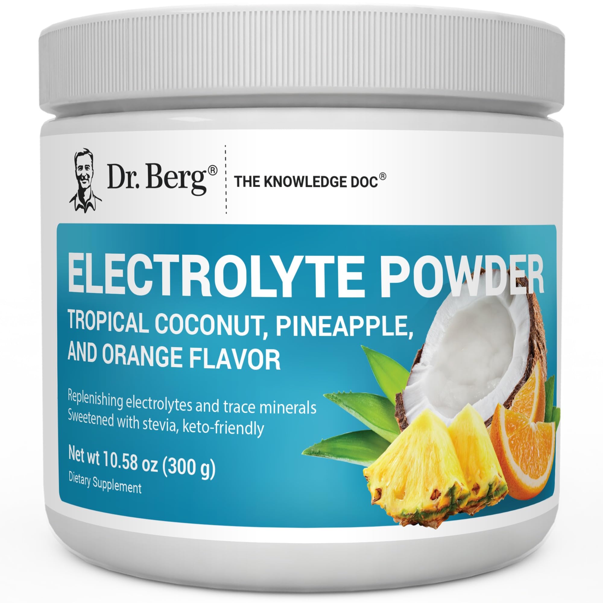 Dr. Berg Zero Sugar Hydration Powder tropical coconut image for refreshing workouts