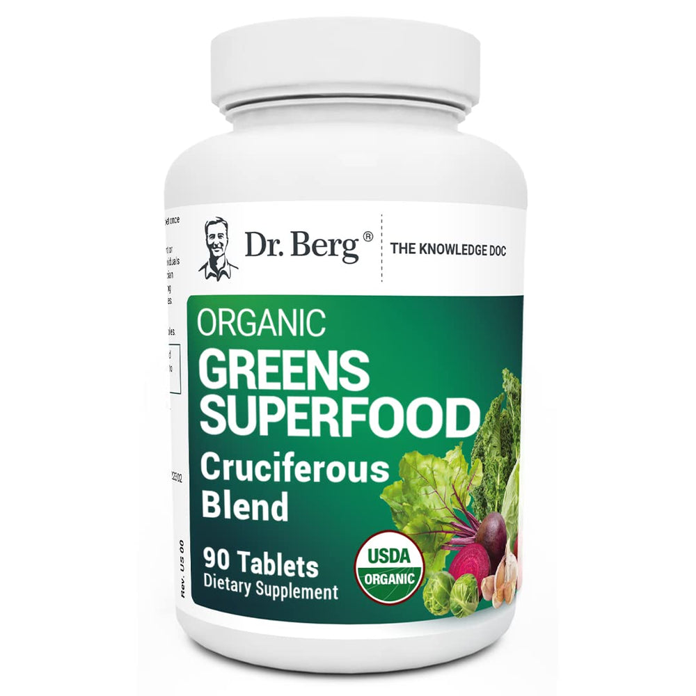 Dr. Berg's Greens tablets bottle front for daily veggie support.