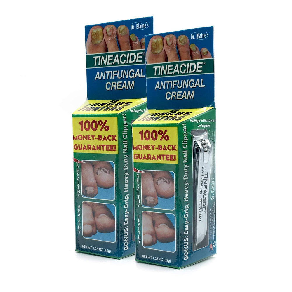 Dr. Blaine's Tineacide antifungal cream bottle addresses common skin fungus symptoms.