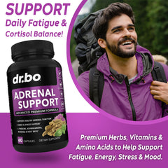 DR. BO Adrenal Support capsules close-up view of pills