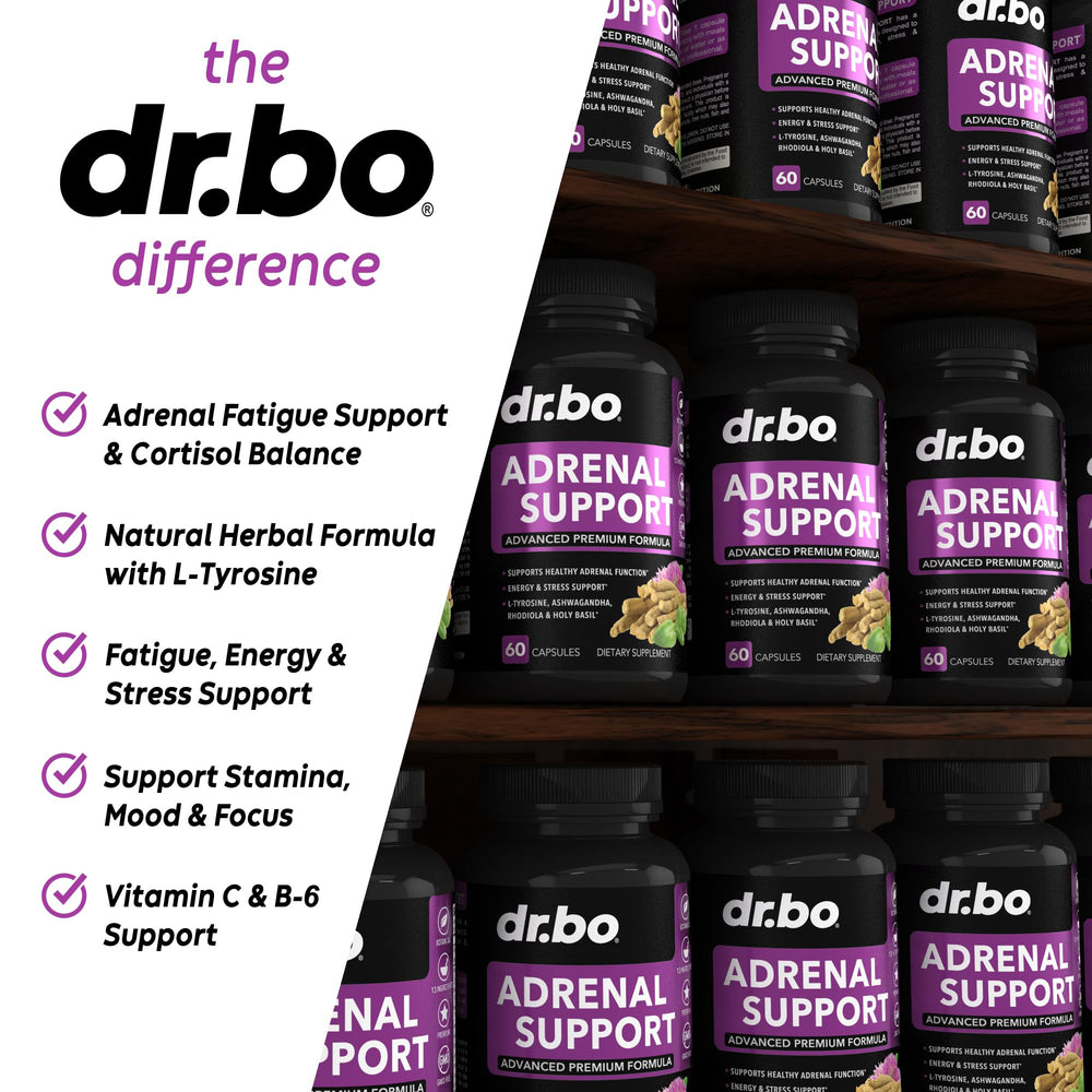 DR. BO Adrenal Support packaging interior highlights ingredient list