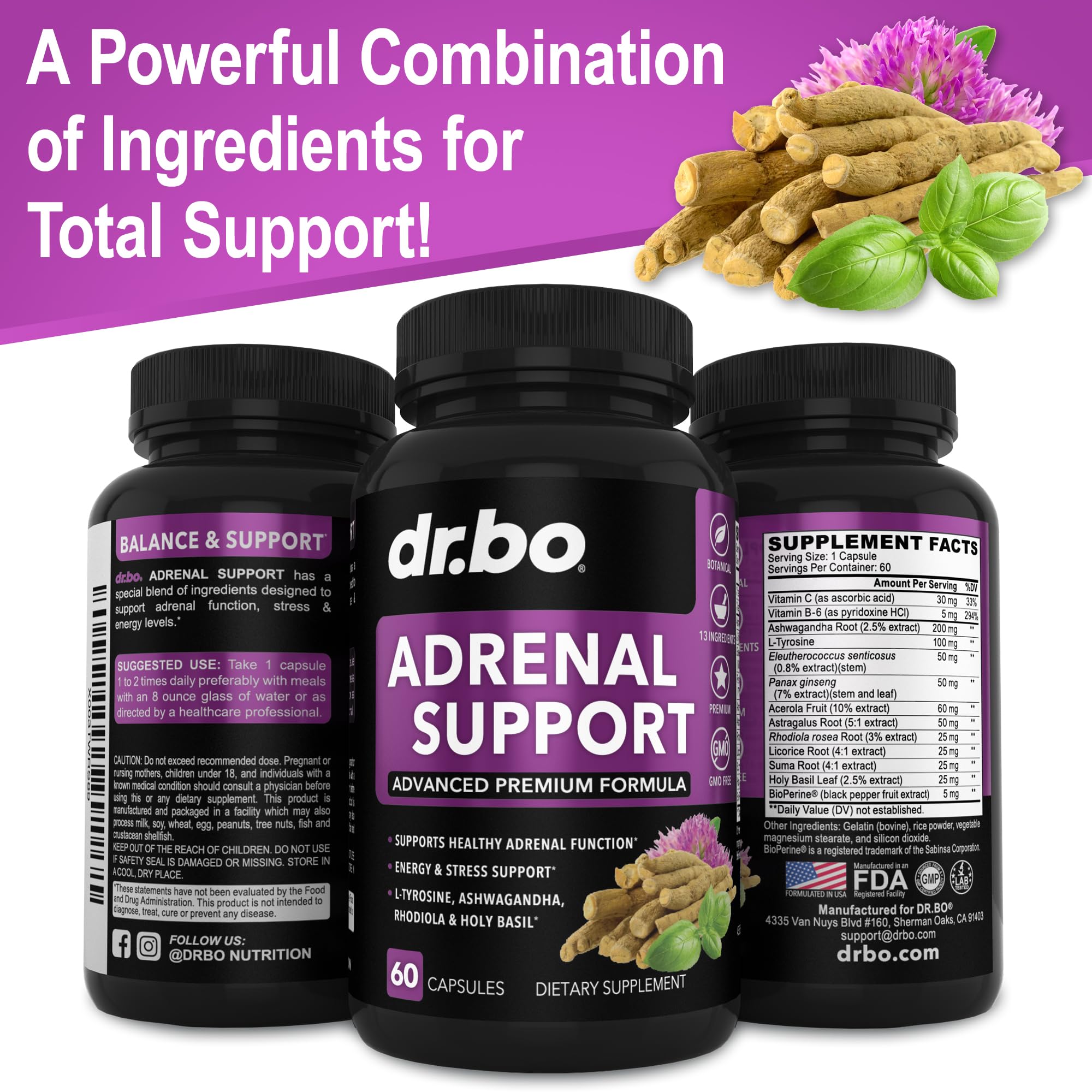 DR. BO Adrenal Support for women and men lifestyle usage