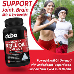 DR. BO Antarctic Krill Oil packaging front highlights natural omega-3 source.