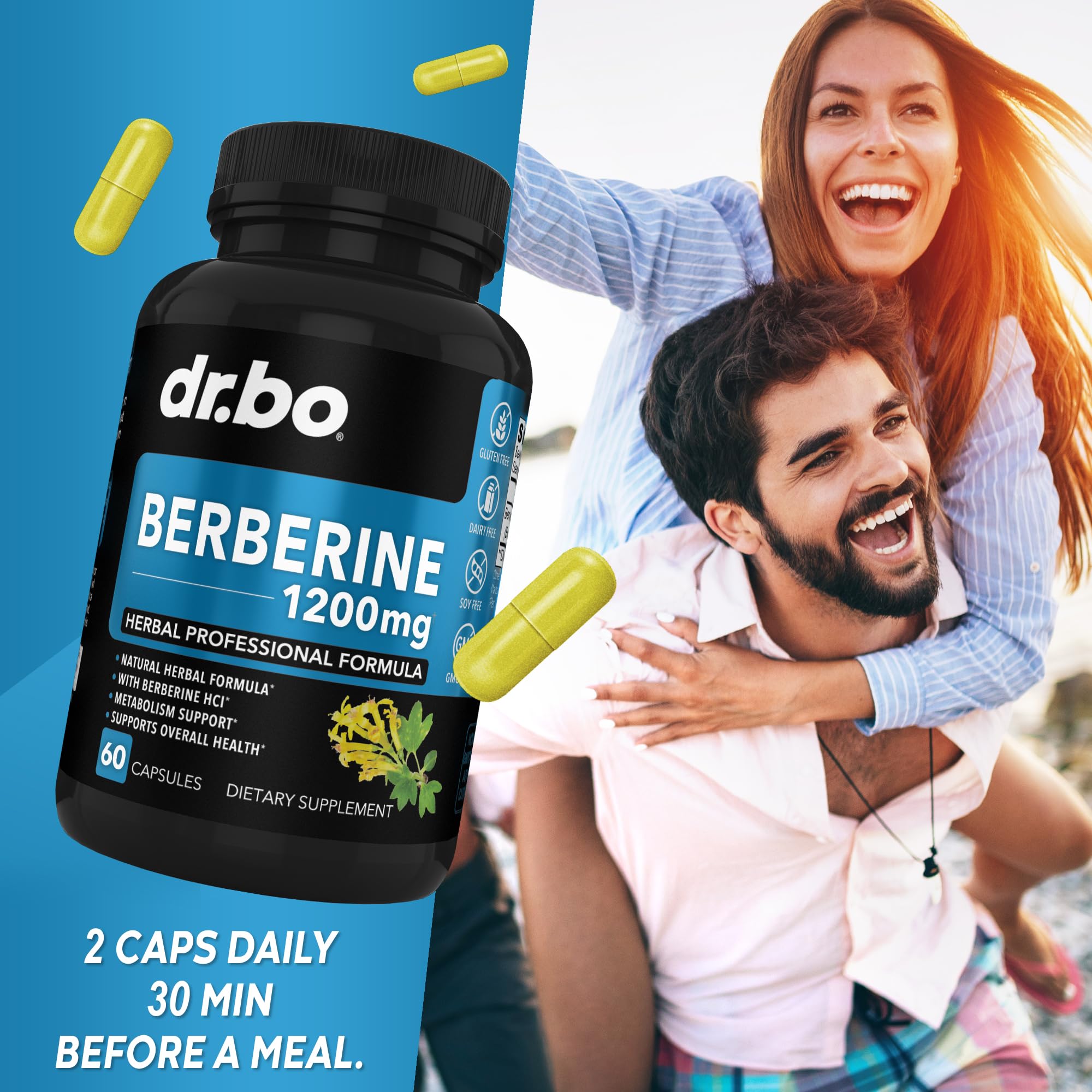 DR. BO Berberine third‑party tested badge on packaging.