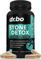 DR. BO quiebre-piedras, cápsulas en bote para detox renal.