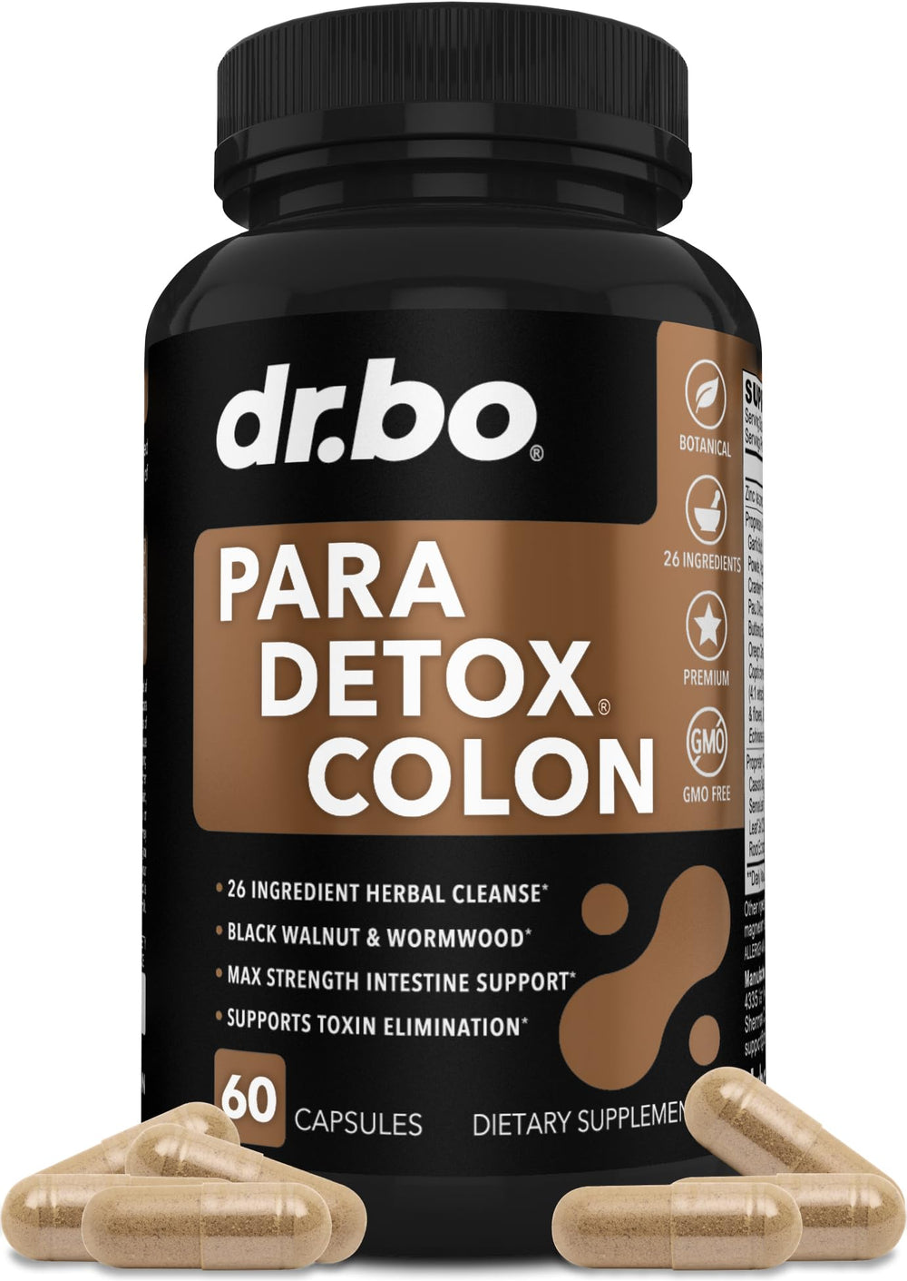 DR. BO Colon Cleanse: cápsulas en bote para cuidado digestivo diario.