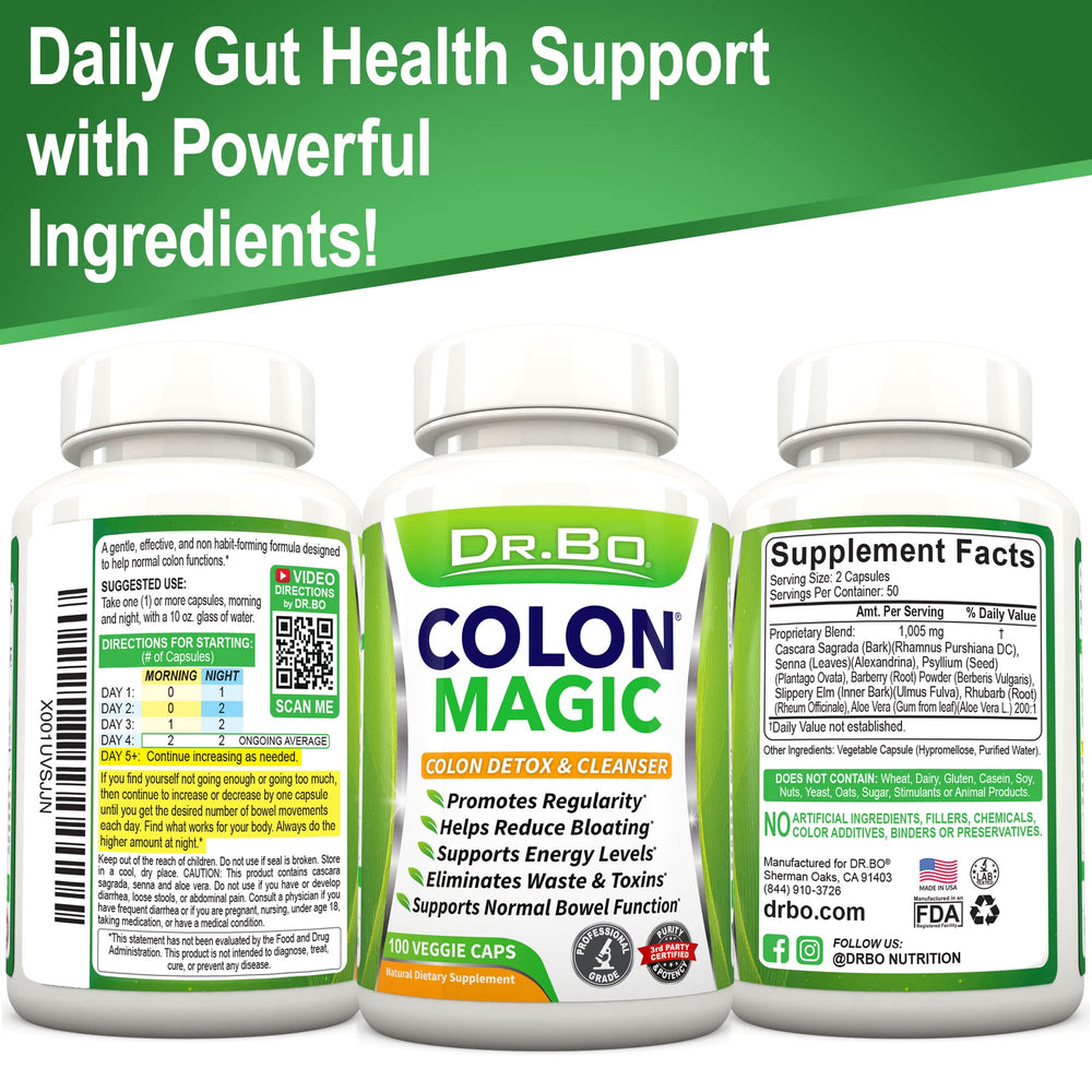 DR. BO Colon Cleanse glass of water with pills for easy daily intake