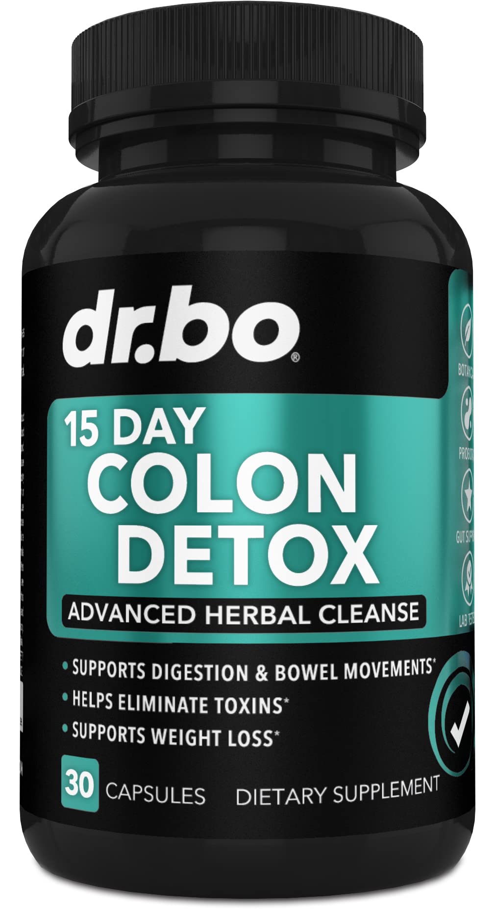 DR. BO Colon Cleanser 15-day packaging shows detox and digestion support.