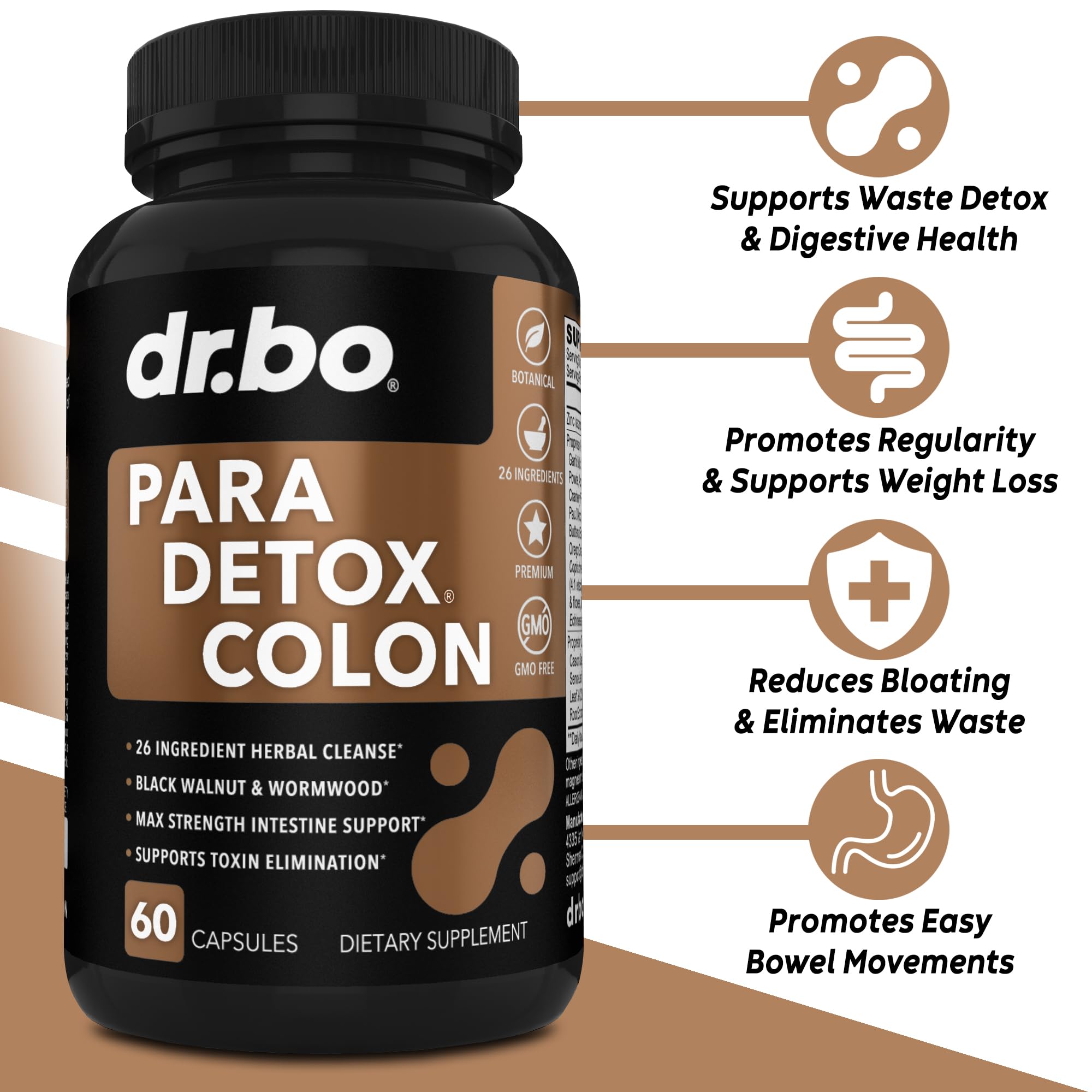 DR. BO Detox Intestinal Guard: tabletas en estuche para apoyo digestivo suave.