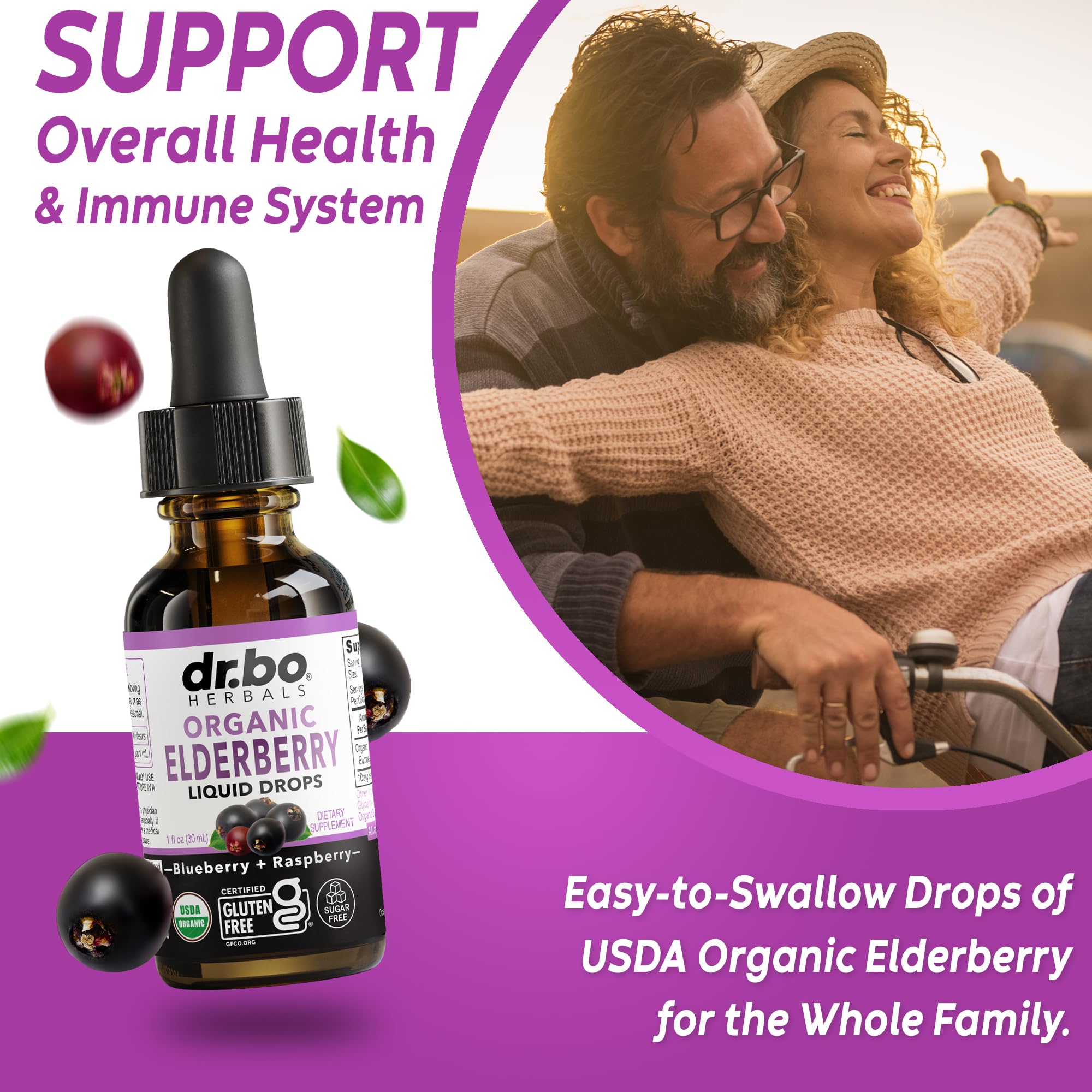 DR. BO Elderberry Drops blueberry-raspberry flavor appeals to kids