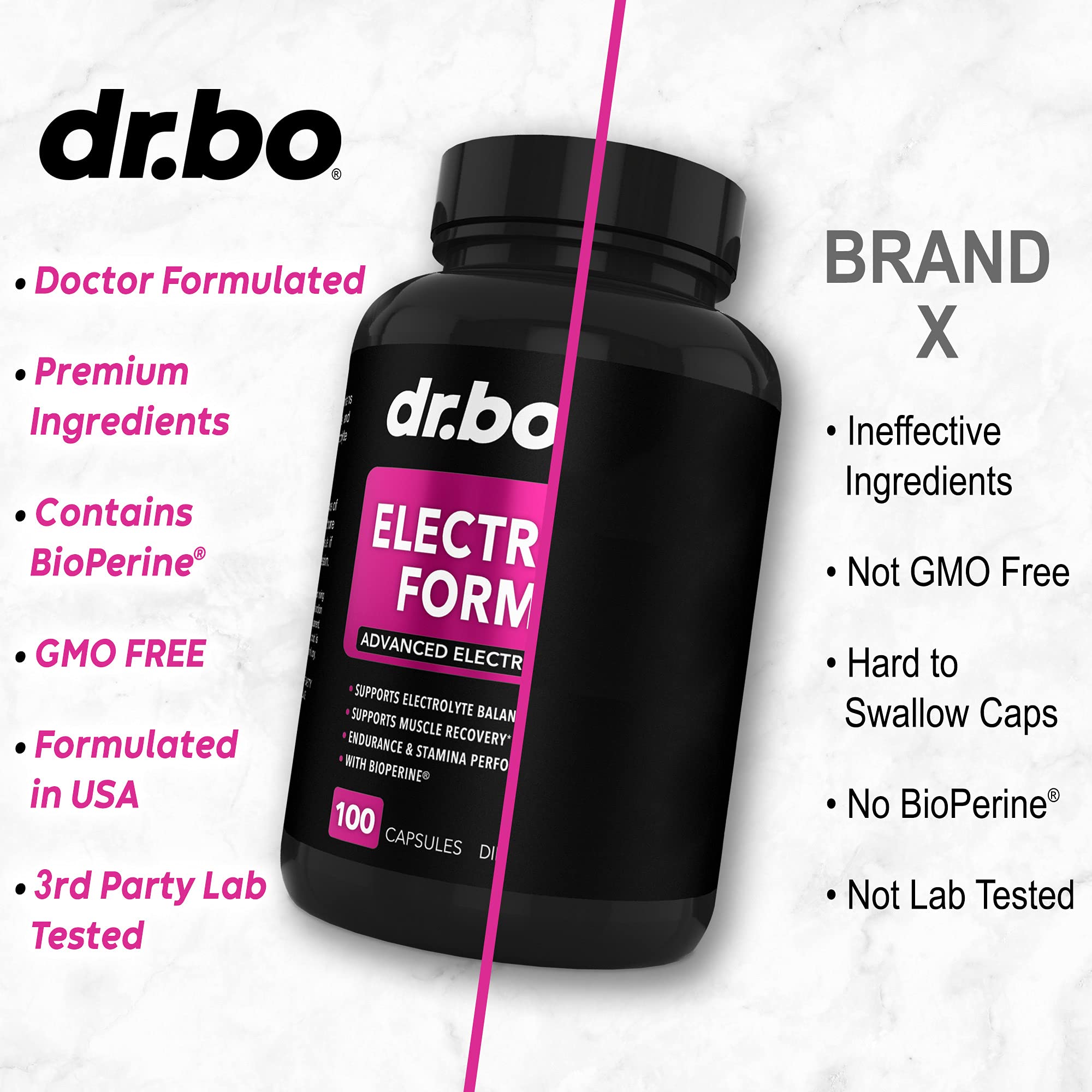 DR. BO electrolyte pills athlete scene suggesting cramp relief potential