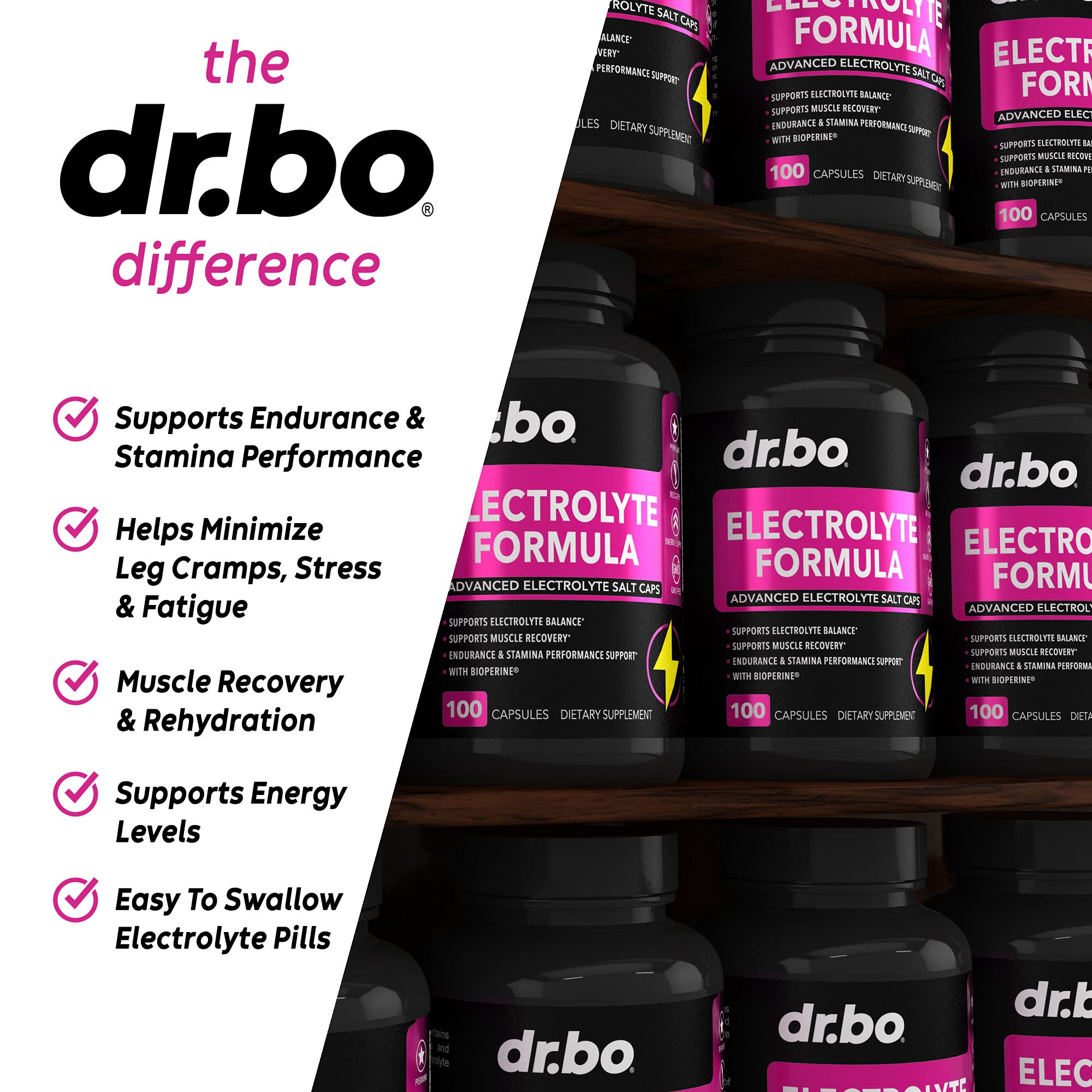 DR. BO electrolyte pills in hand for on the go hydration
