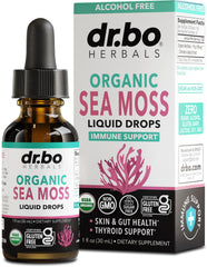 DR. BO Irish Sea Moss Drops bottle showing convenient daily wellness support