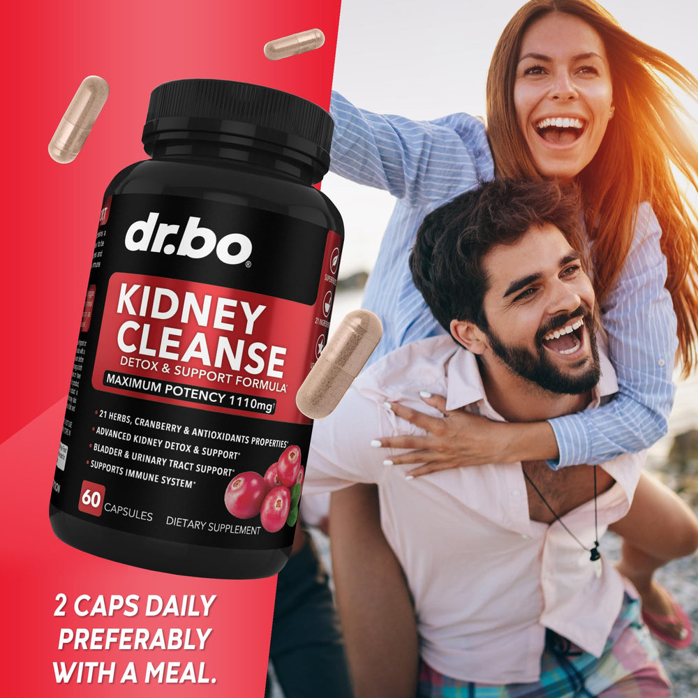 DR. BO Kidney Cleanse tablets held in hand for size and ease of use