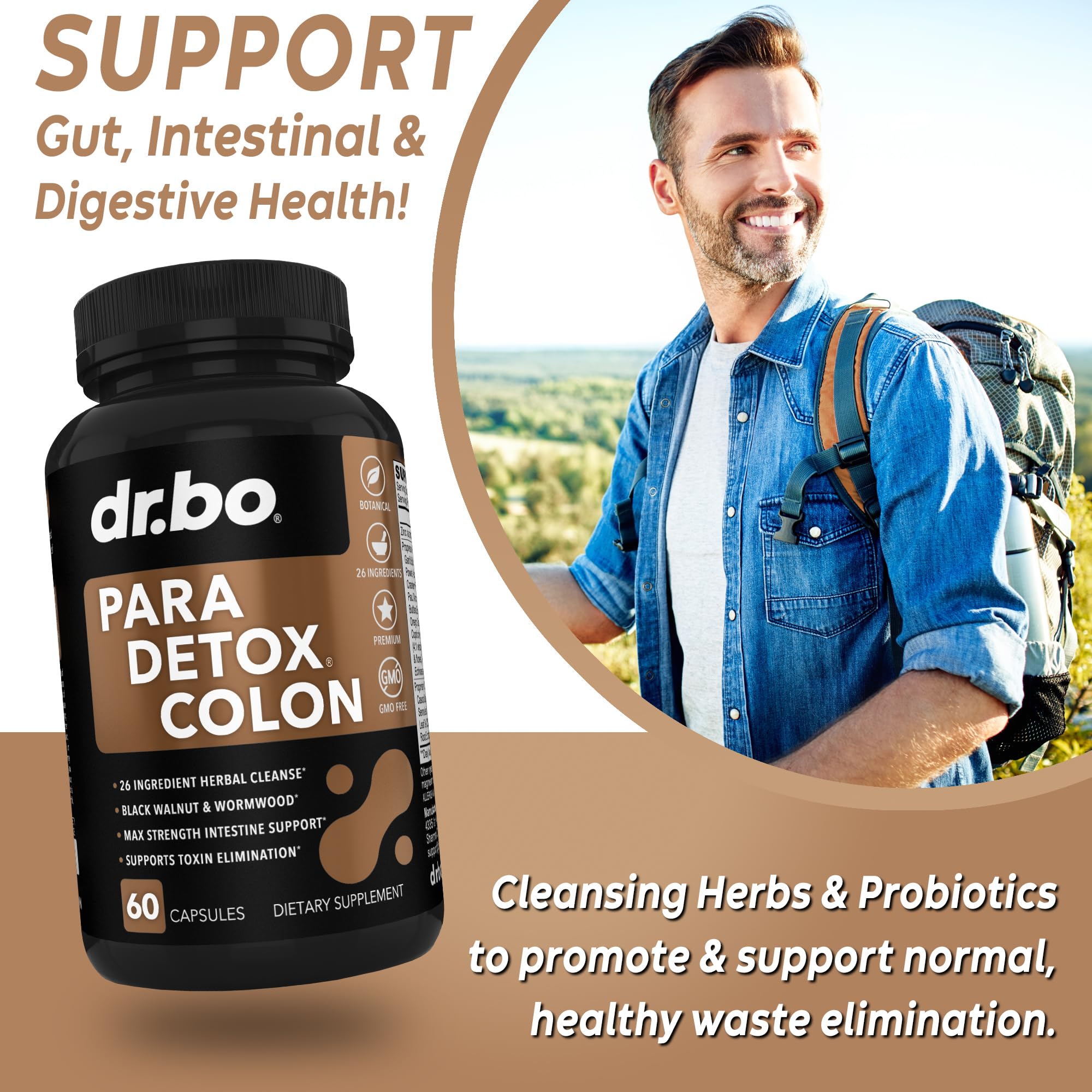 DR. BO Mezcla herbal 26 ingredientes: ingredientes clave para limpieza intestinal.