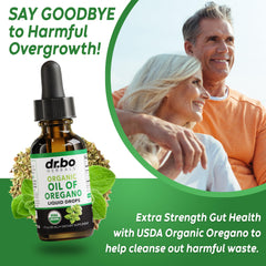 DR. BO Oregano Oil Drops dropper in action for precise dosing and gut health