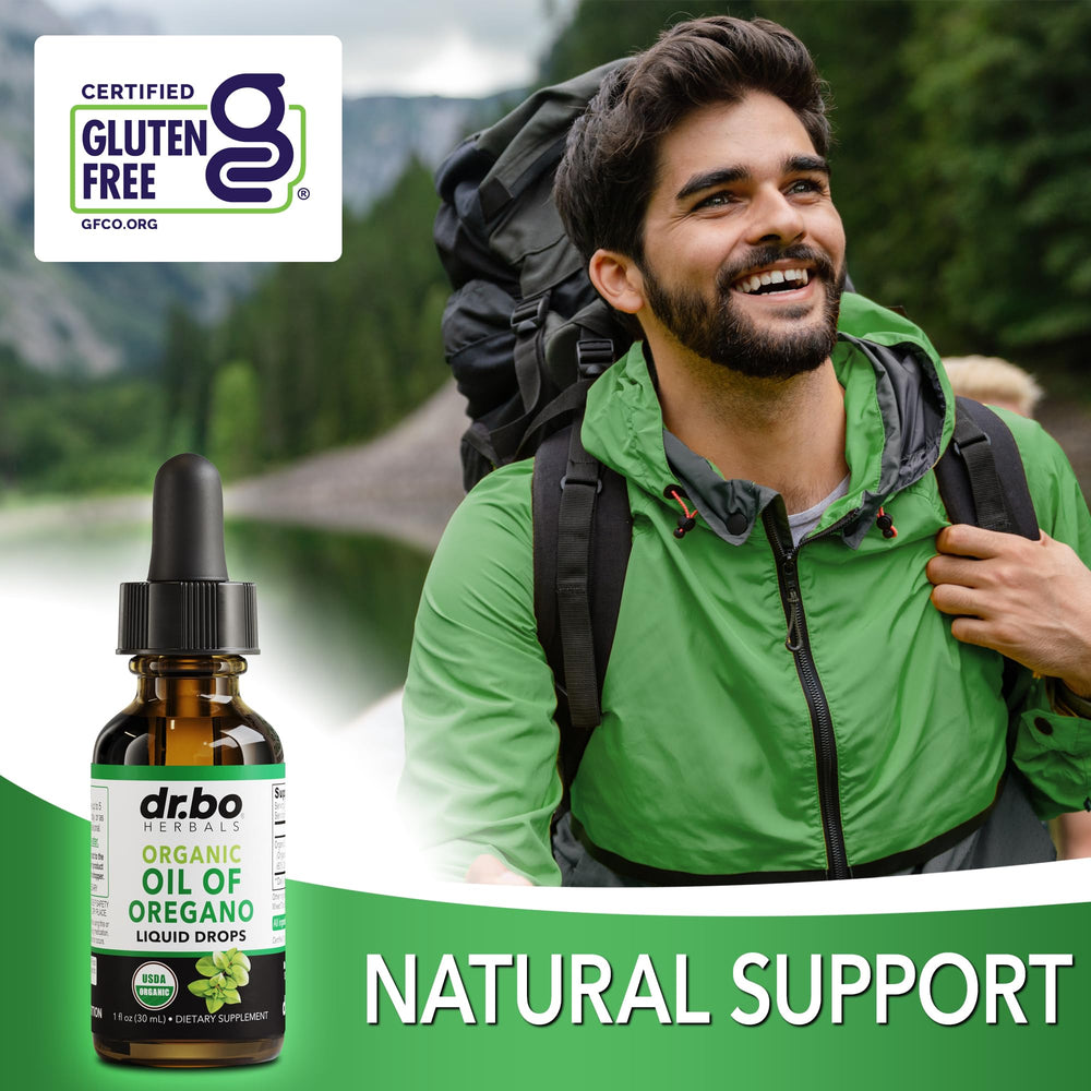 DR. BO Oregano Oil Drops olive oil base demonstrates a vegan, non-GMO formulation