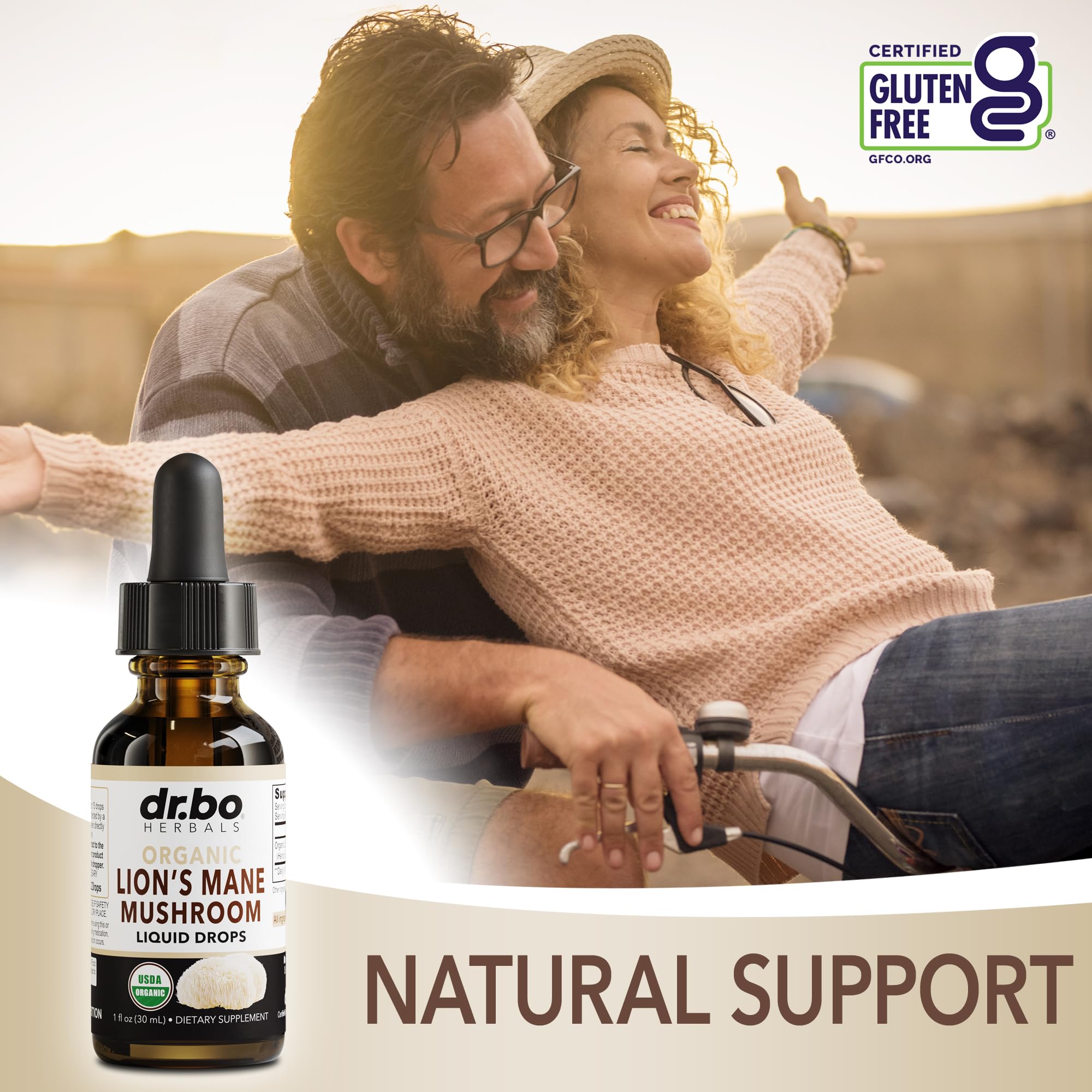 Organic Hericium erinaceus extract powering a vegan, kid-friendly drops routine.