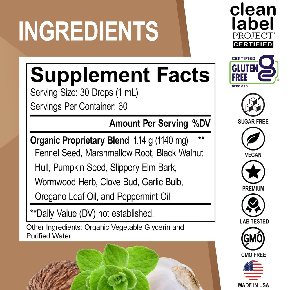 DR. BO ParaGuard black walnut and wormwood blend close-up evokes ancient herbal traditions.