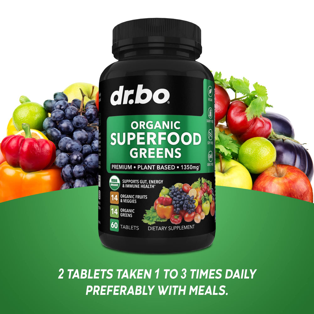 DR. BO spirulina-rich blend emphasizes natural plant nutrients