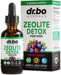 DR. BO Zeolite Kids Drops bottle pour for easy daily detox ritual