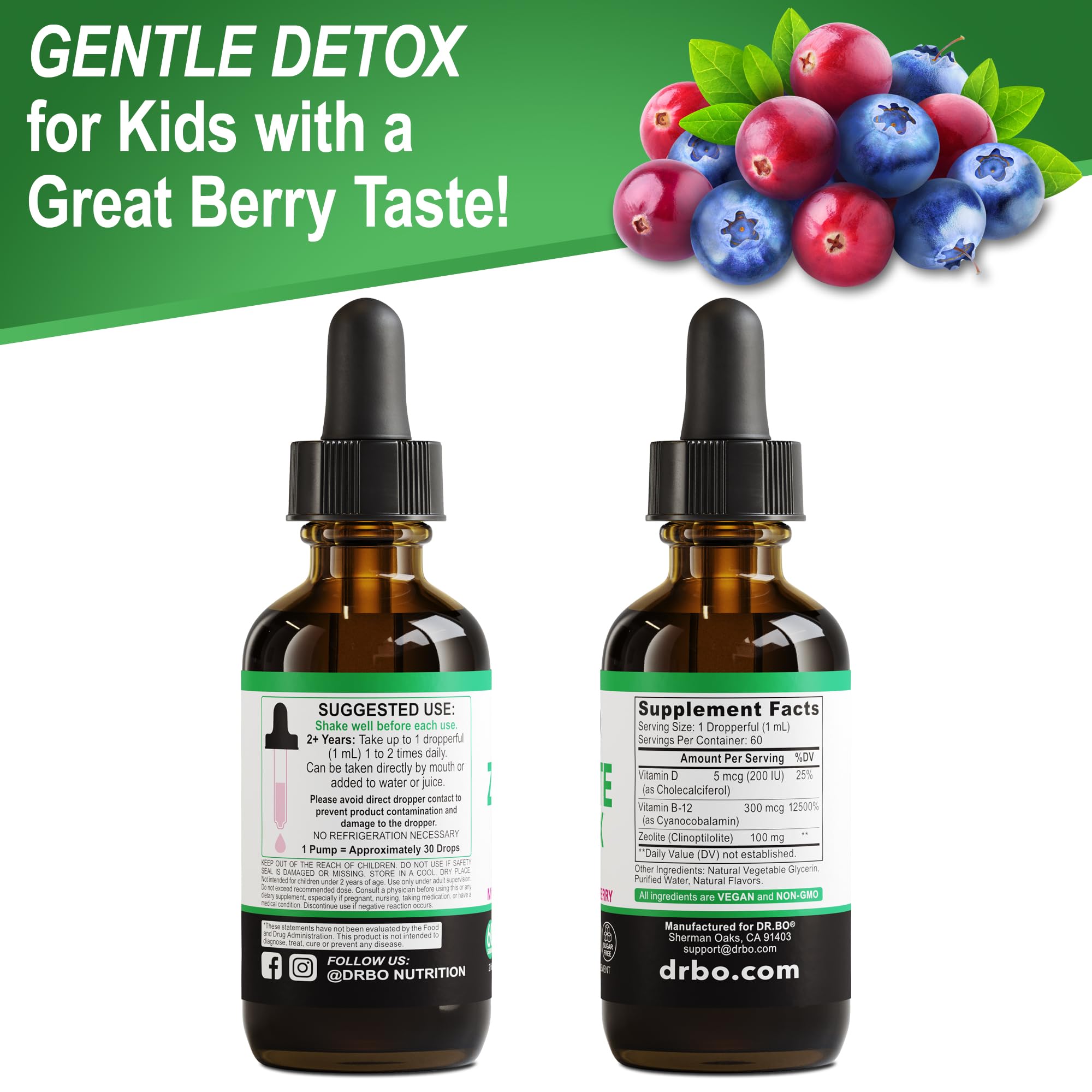 DR. BO Zeolite Kids Drops berry flavor supports kid-friendly daily routine