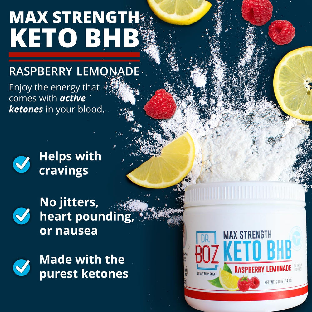 Pouring Dr. Boz Keto BHB Raspberry Lemonade serving to show mixability