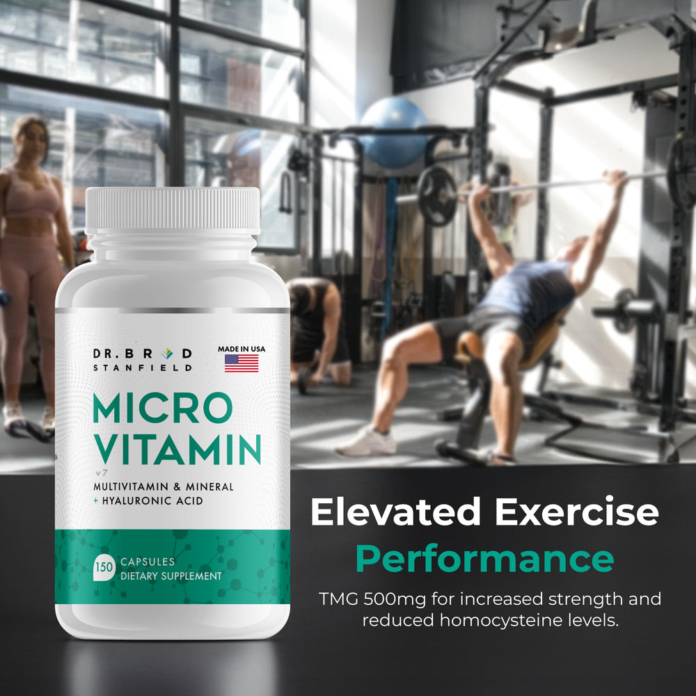 Dr Brad Stanfield Daily Multivitamin label close-up highlights MTHF folate and methylcobalamin.