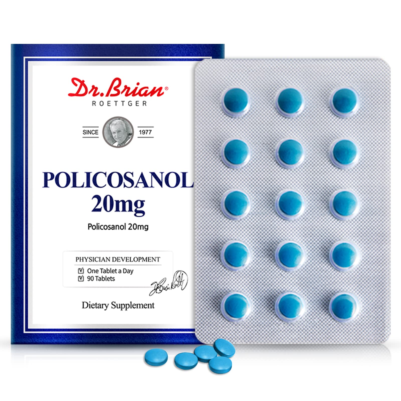 DR.BRIAN ROETTGER Policosanol 20mg bottle front for daily heart wellness support.