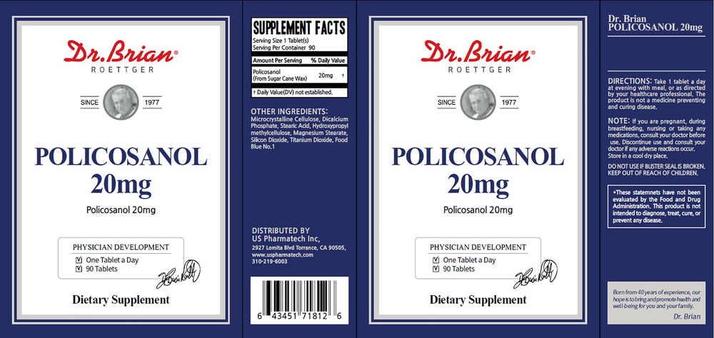 DR.BRIAN ROETTGER Policosanol 20mg packaging illustration with eco-friendly design.