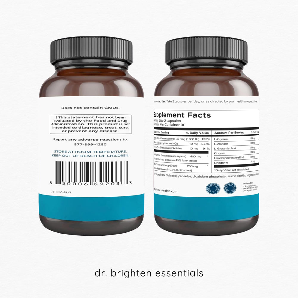 Capsules from Dr. Brighten Saw Palmetto Plus for easy daily use.