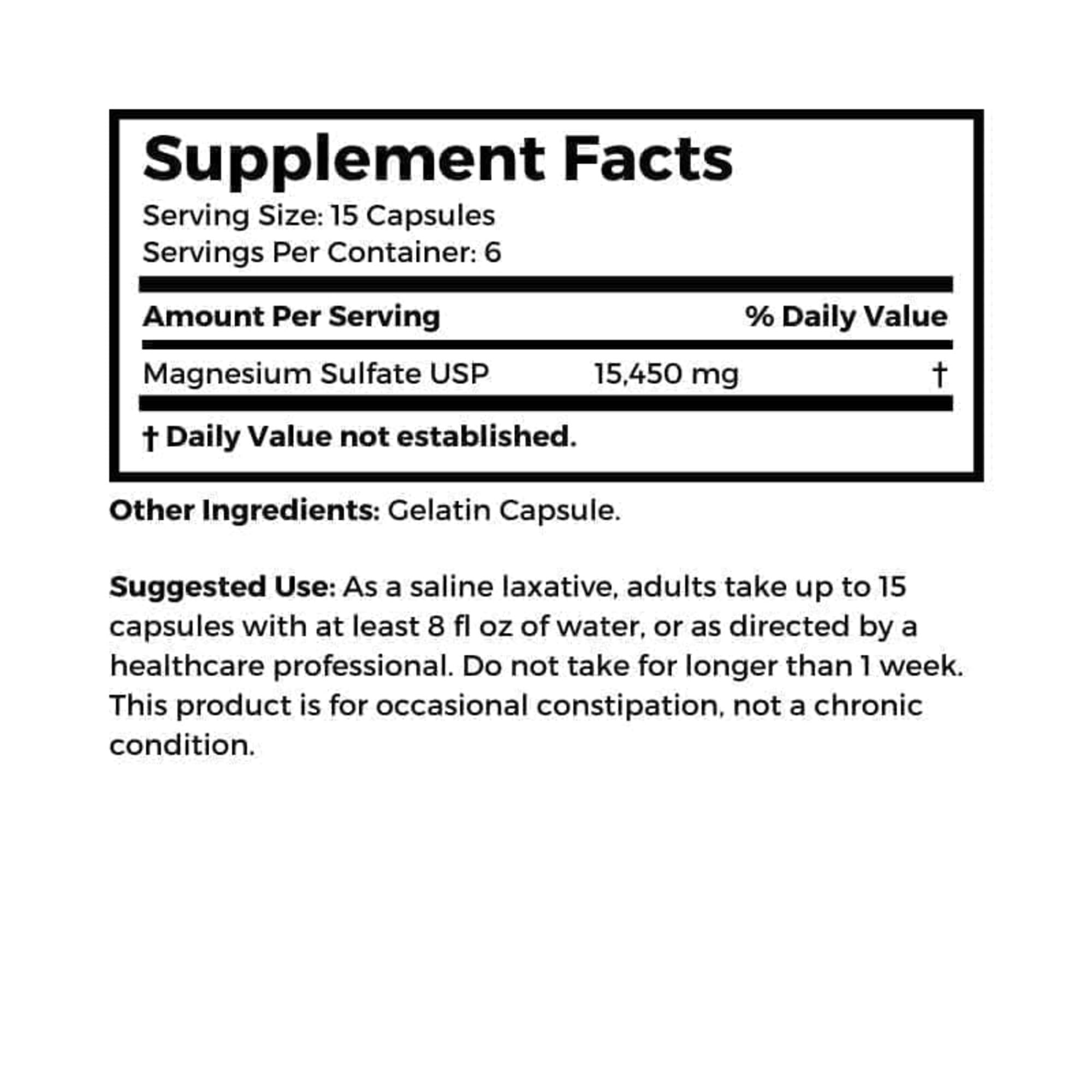 Dr. Clark Store capsule close-up showing USP-grade magnesium sulfate in a pure capsule